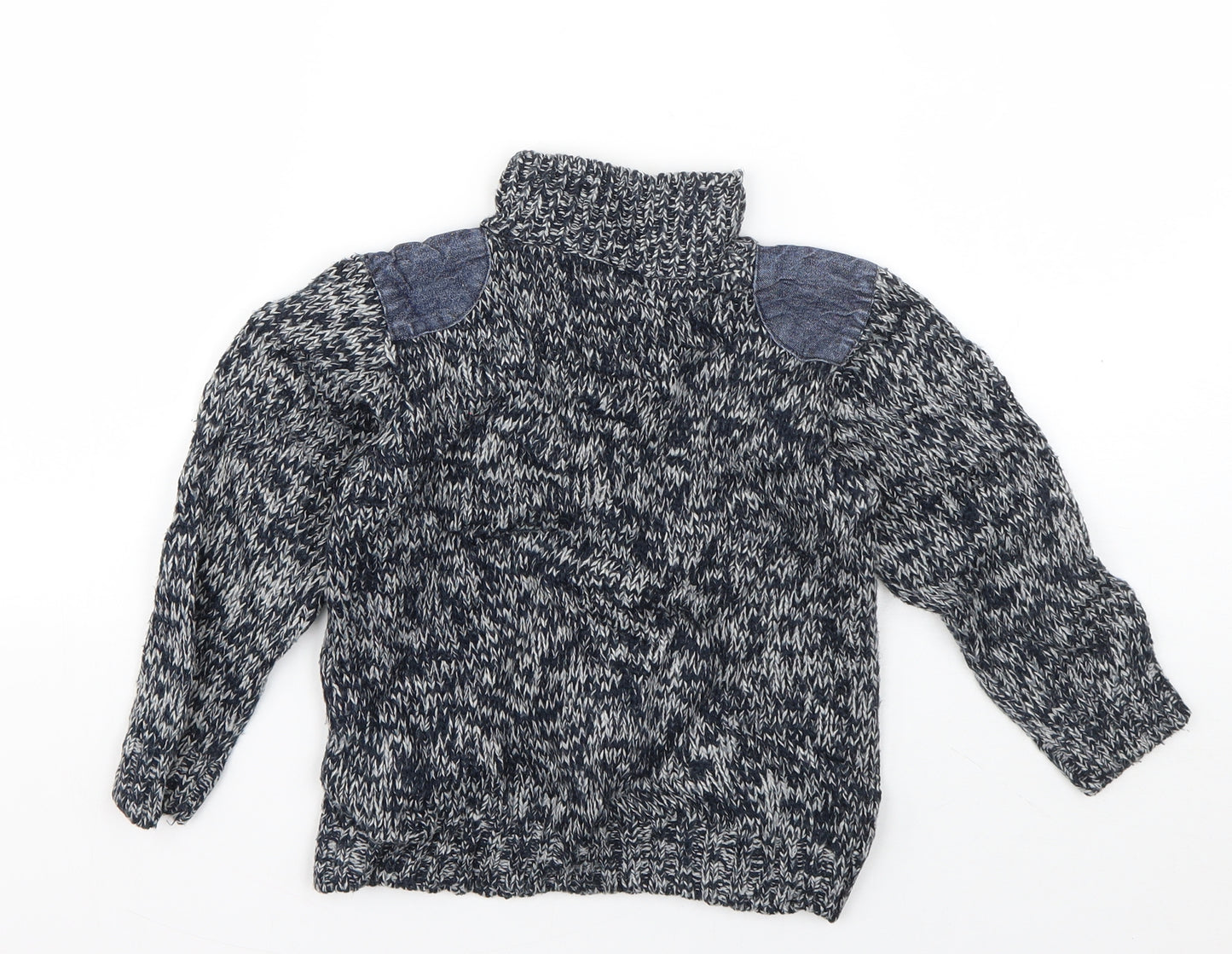 Rebel Girls Blue High Neck  Acrylic Pullover Jumper Size 2-3 Years  Pullover