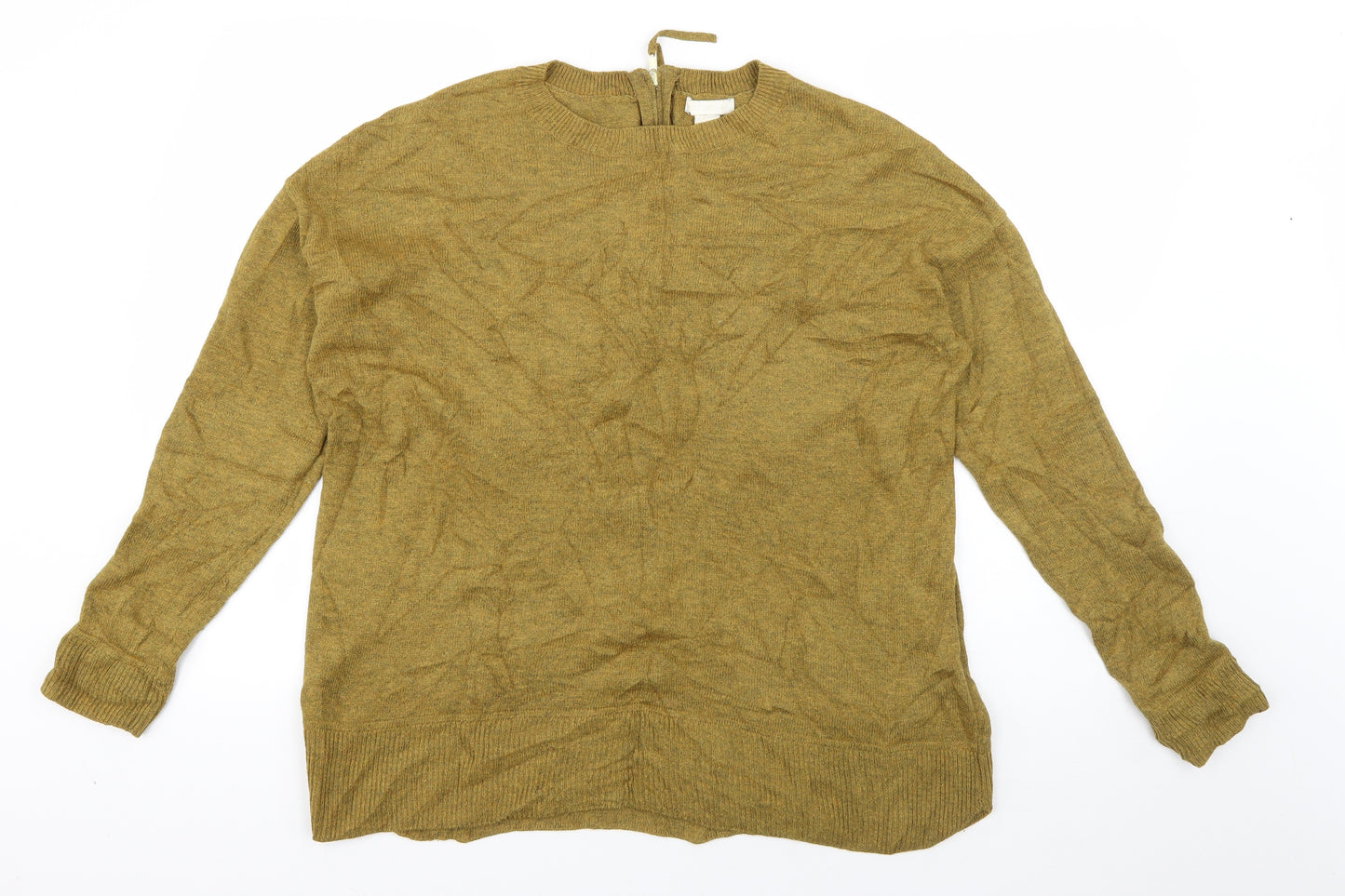 H&M Womens Green Crew Neck  Polyester Pullover Jumper Size M