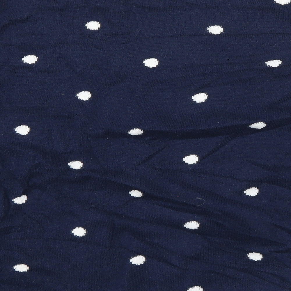 United Colors of Benetton Womens Blue Round Neck Polka Dot Cotton Pullover Jumper Size S