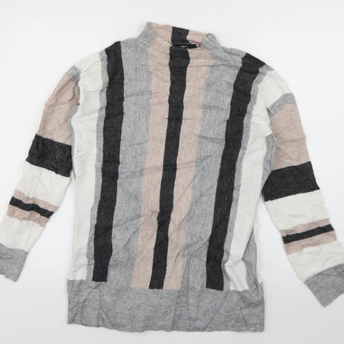 Wallis Womens Grey Round Neck  Acrylic Pullover Jumper Size S