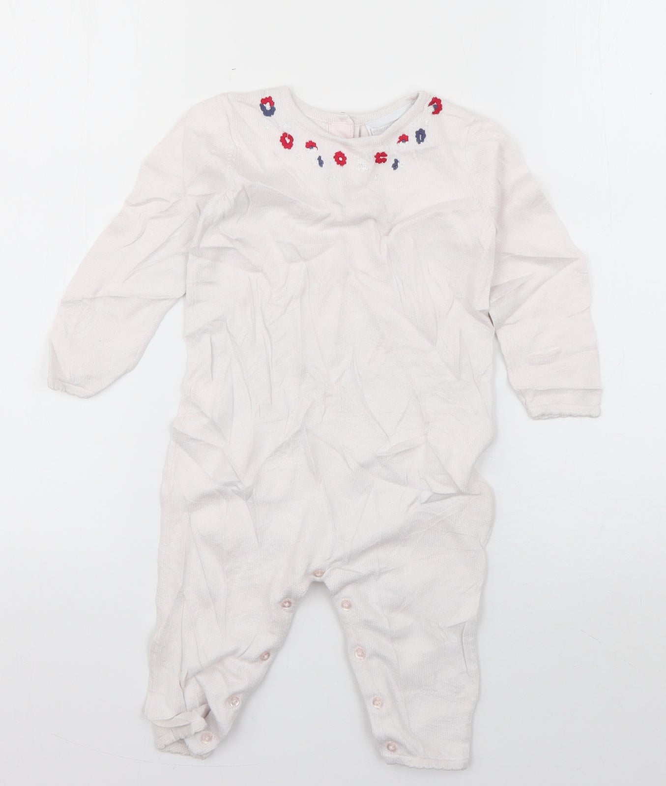 the little white company Baby White  Cotton Babygrow One-Piece Size 9-12 Months  Button
