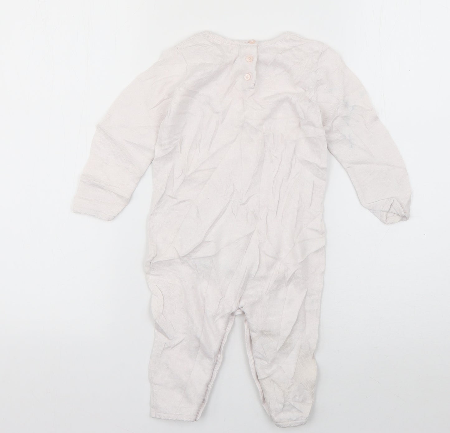 the little white company Baby White  Cotton Babygrow One-Piece Size 9-12 Months  Button