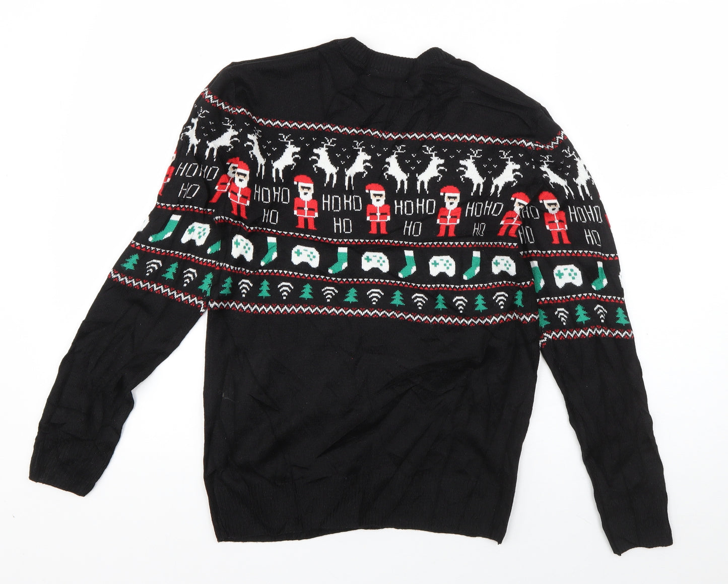 H&M Boys Black Crew Neck  Acrylic Pullover Jumper Size 11-12 Years  Pullover - Gamer Christmas