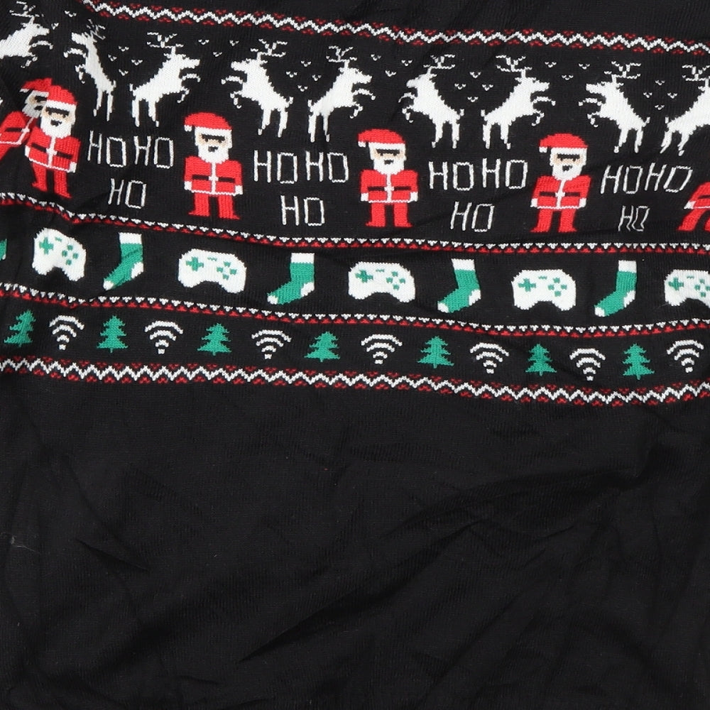 H&M Boys Black Crew Neck  Acrylic Pullover Jumper Size 11-12 Years  Pullover - Gamer Christmas