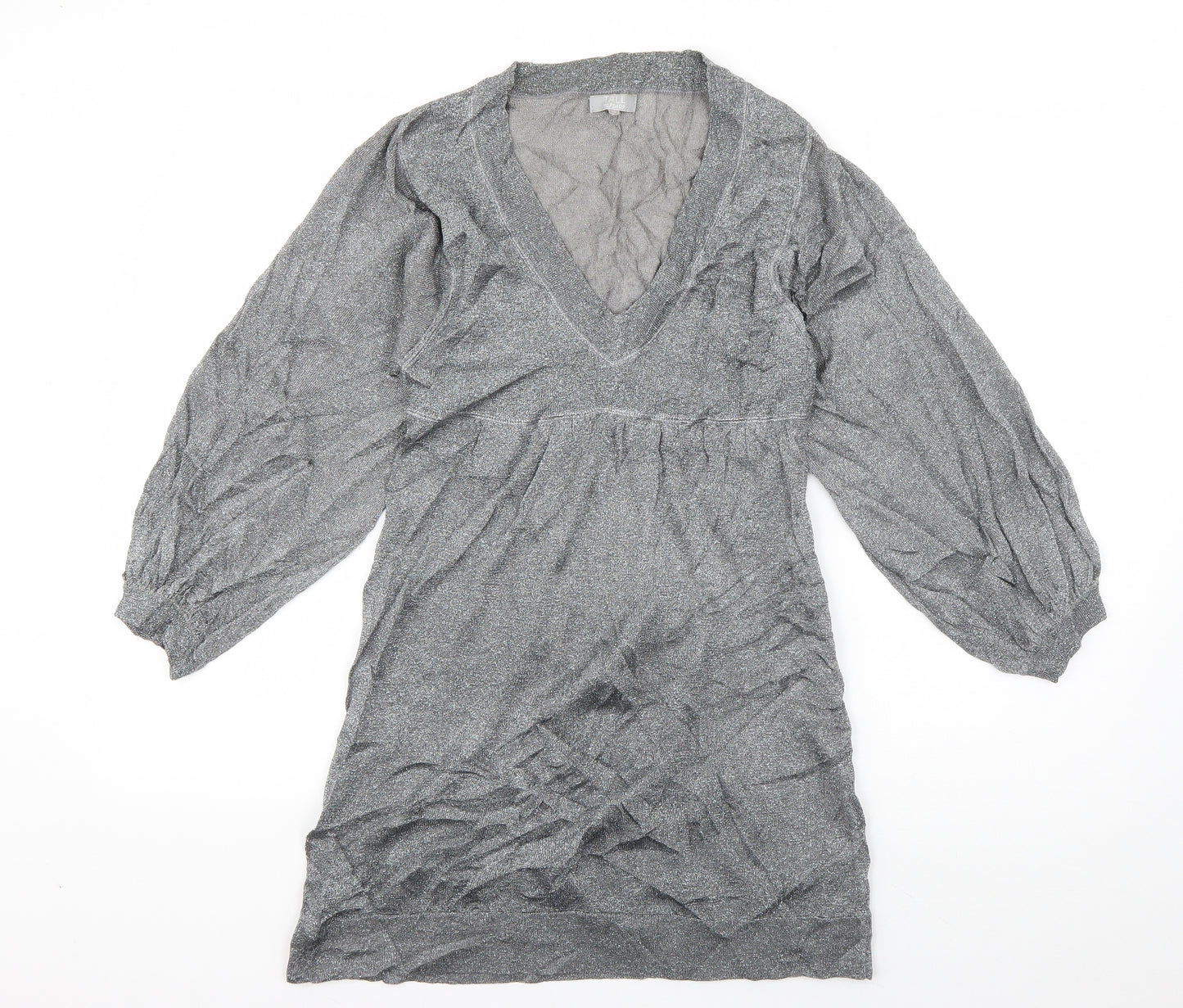 Topshop Womens Grey  Viscose T-Shirt Dress  Size 10  V-Neck Pullover