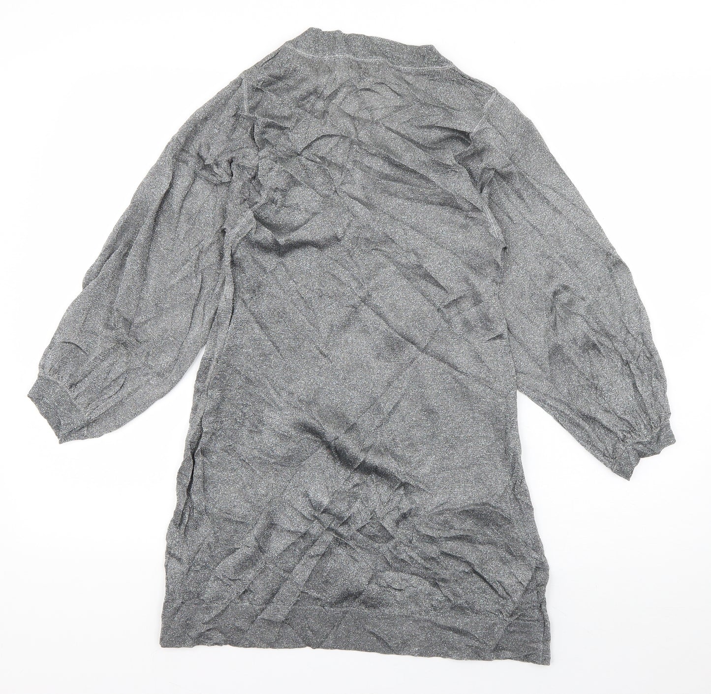Topshop Womens Grey  Viscose T-Shirt Dress  Size 10  V-Neck Pullover