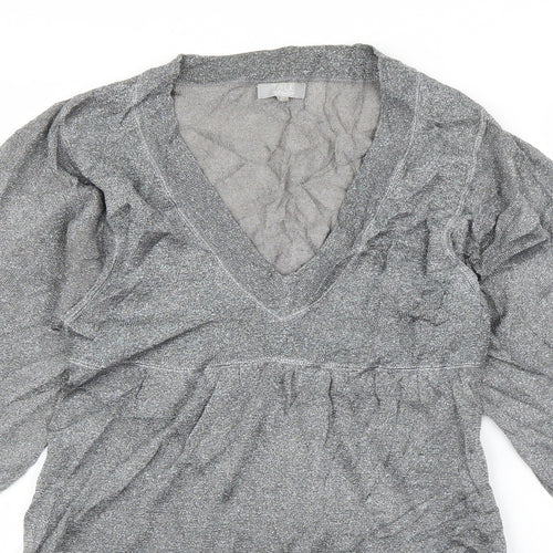 Topshop Womens Grey  Viscose T-Shirt Dress  Size 10  V-Neck Pullover