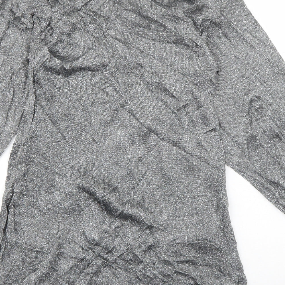 Topshop Womens Grey  Viscose T-Shirt Dress  Size 10  V-Neck Pullover