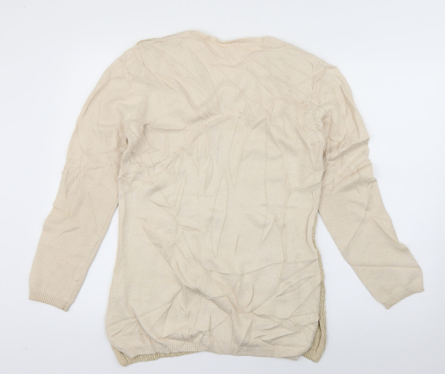 Preworn Womens Ivory V-Neck  Viscose Pullover Jumper Size 10
