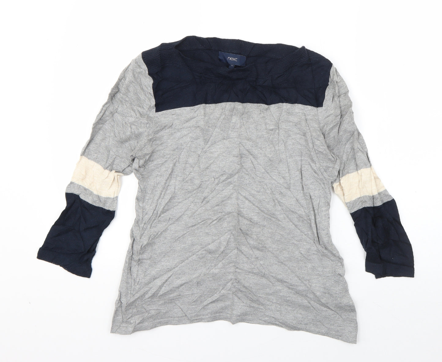 NEXT Womens Grey Boat Neck  Cotton Pullover Jumper Size 10