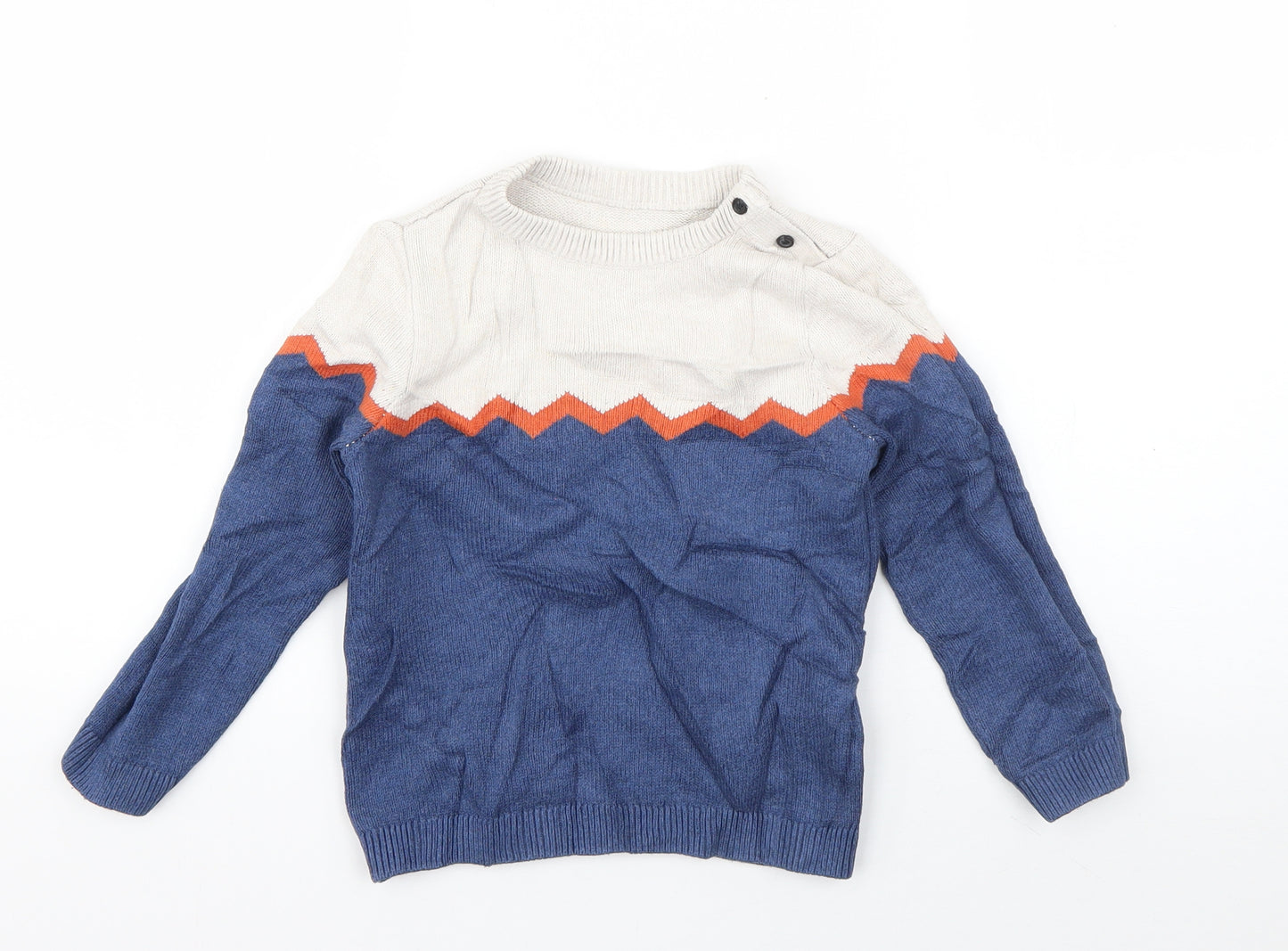 Mothercare Boys Blue Round Neck  Cotton Pullover Jumper Size 4-5 Years  Pullover