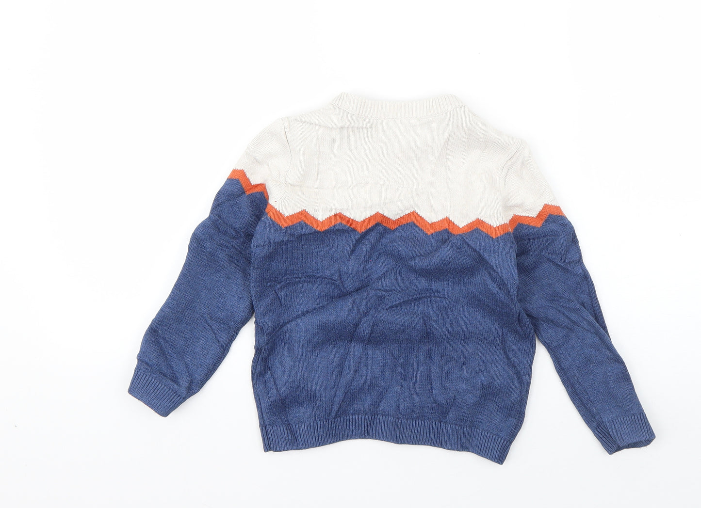 Mothercare Boys Blue Round Neck  Cotton Pullover Jumper Size 4-5 Years  Pullover
