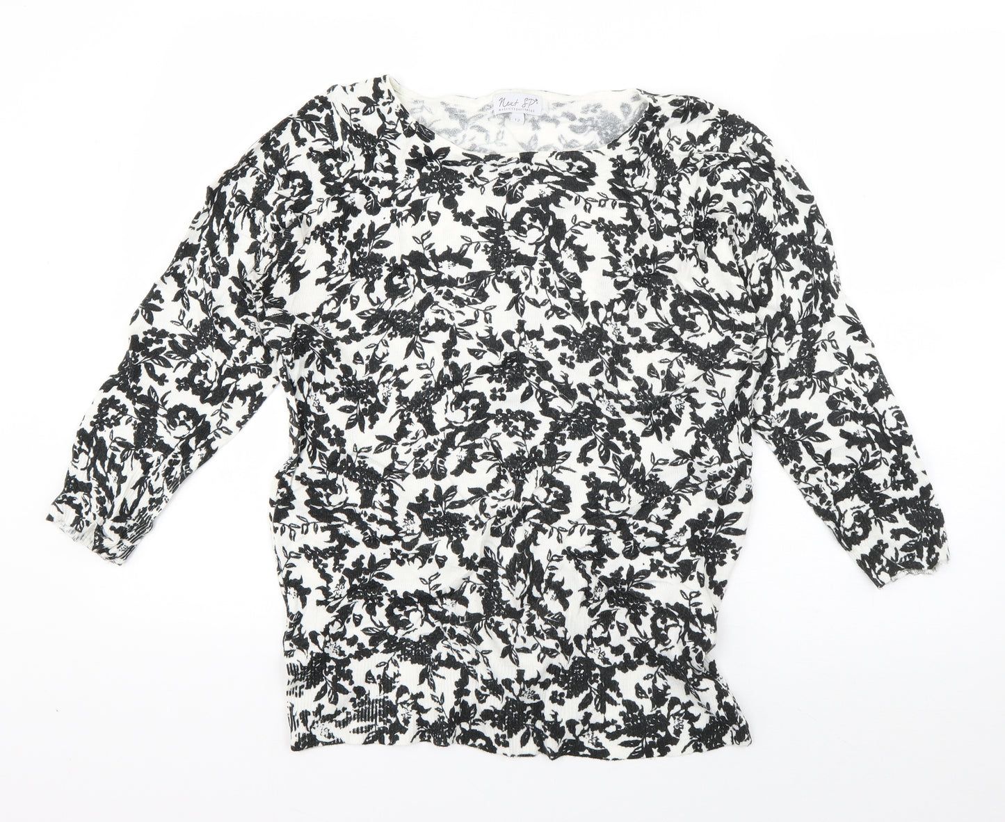 NEXT Womens Black Boat Neck Floral Acrylic Pullover Jumper Size 12