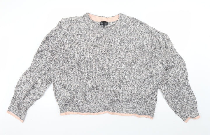 Topshop Womens Grey Round Neck  Acrylic Pullover Jumper Size 16