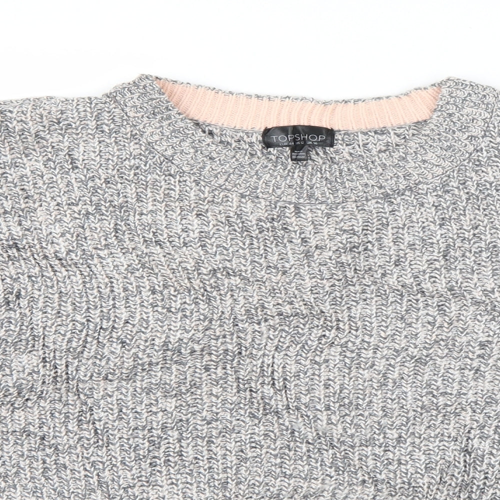 Topshop Womens Grey Round Neck  Acrylic Pullover Jumper Size 16