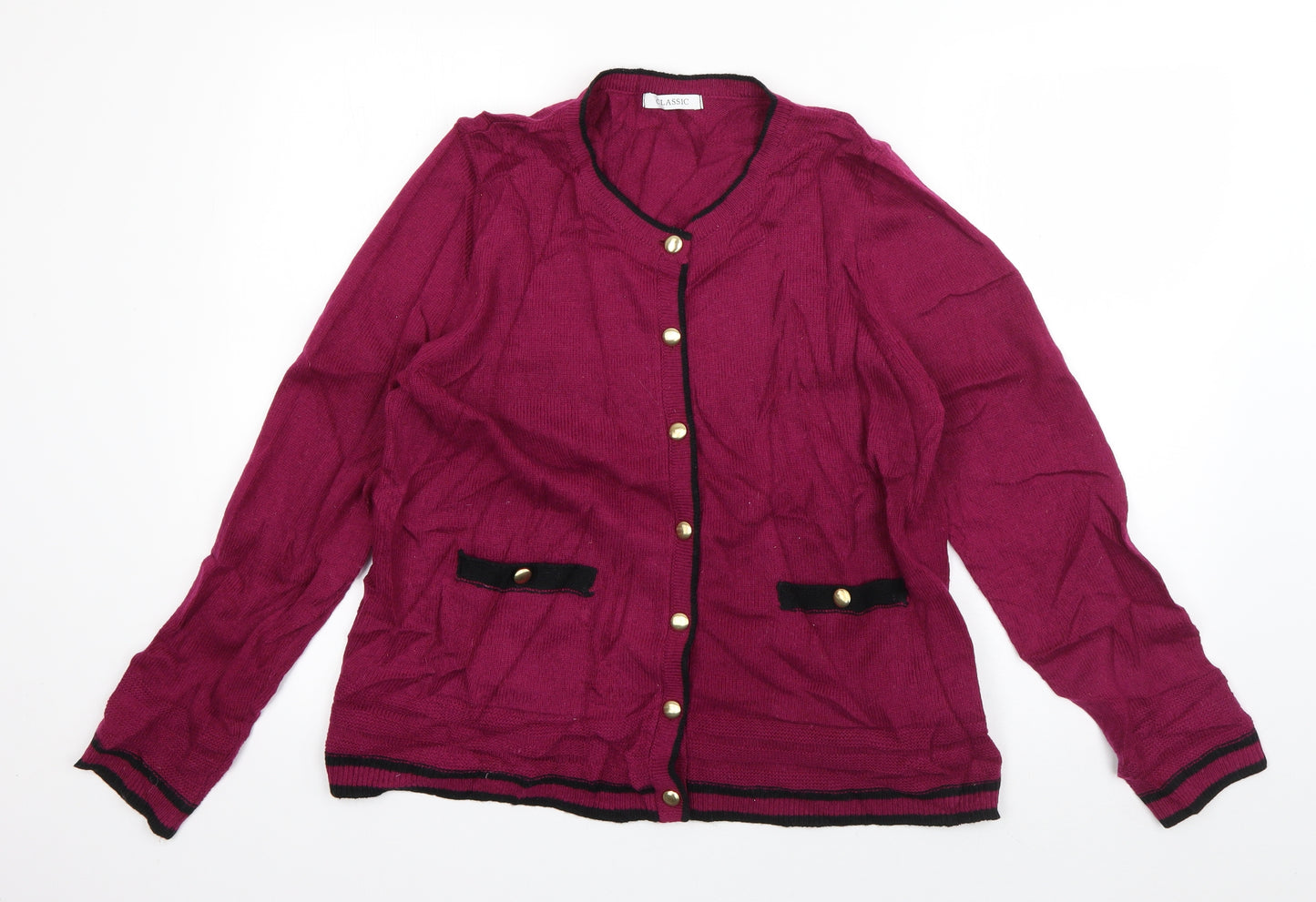 Marks and Spencer Womens Purple Round Neck  Acrylic Cardigan Jumper Size 14