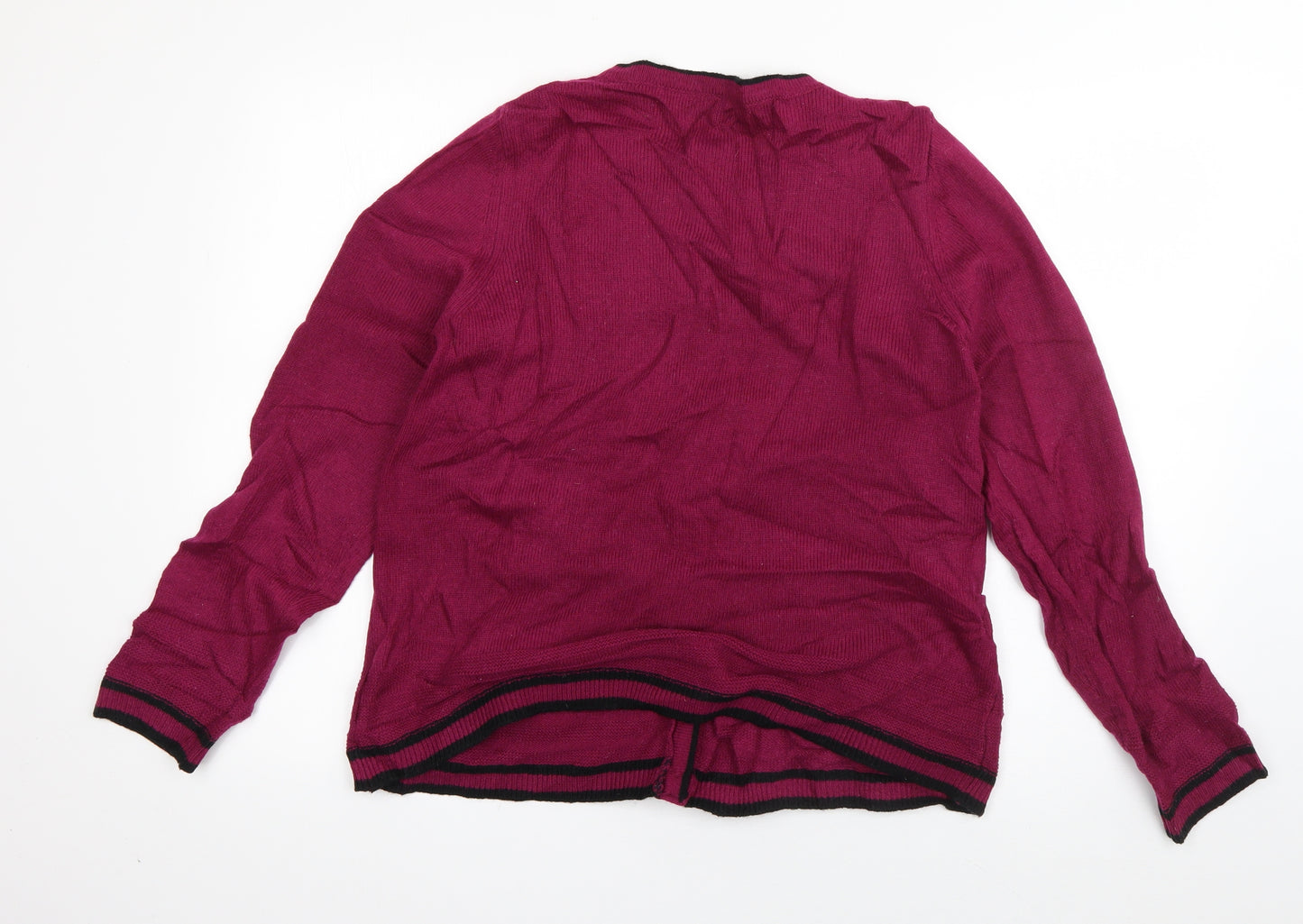 Marks and Spencer Womens Purple Round Neck  Acrylic Cardigan Jumper Size 14