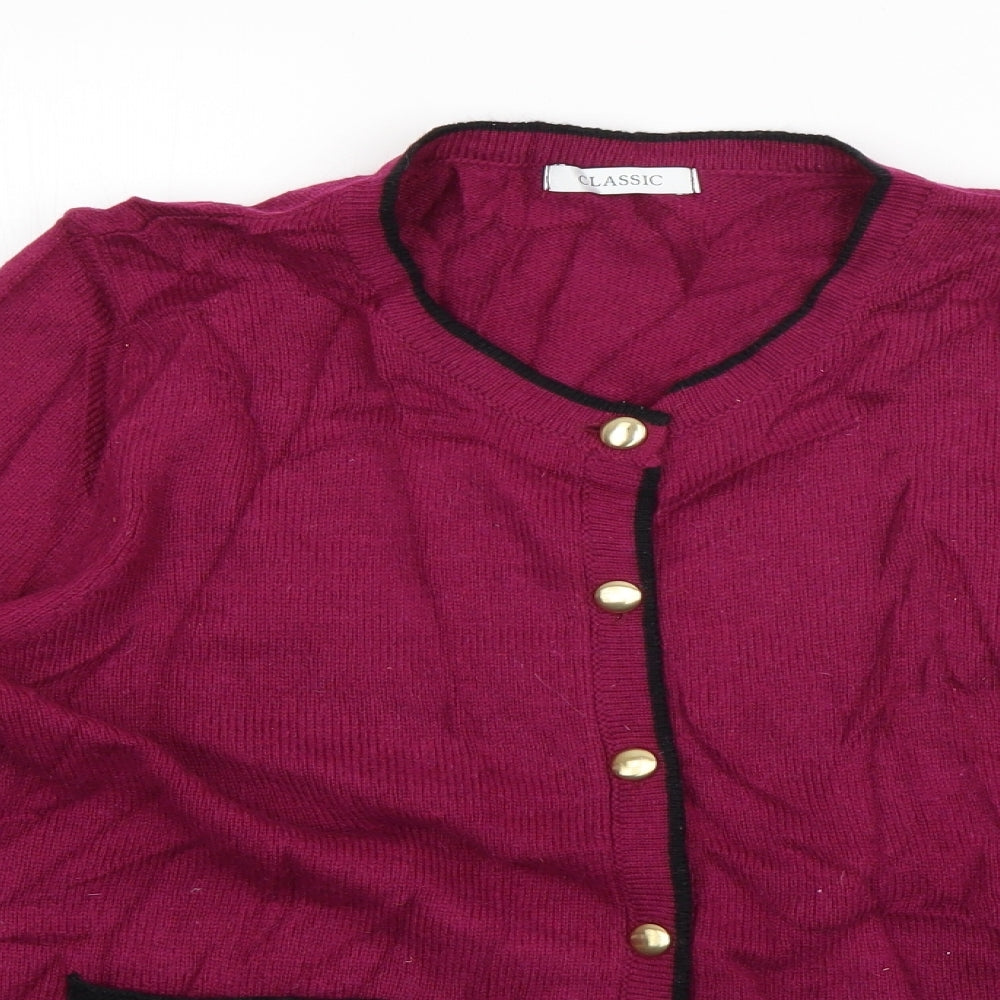 Marks and Spencer Womens Purple Round Neck  Acrylic Cardigan Jumper Size 14