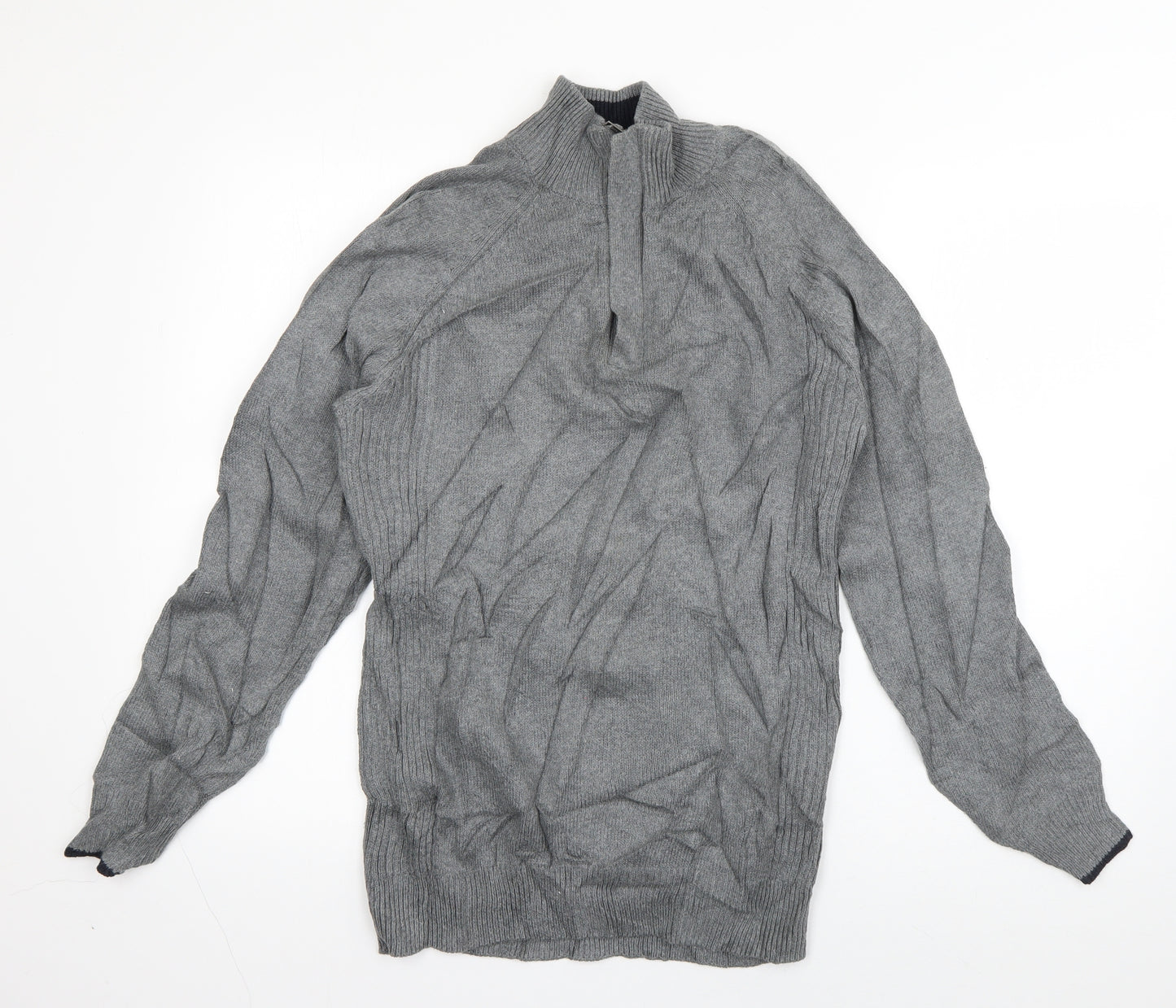 Matalan Mens Grey High Neck  Cotton Pullover Jumper Size S