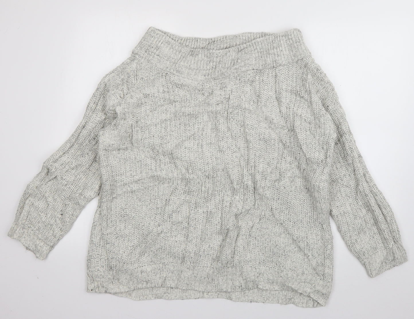 New Look Womens Grey Boat Neck  Acrylic Pullover Jumper Size M