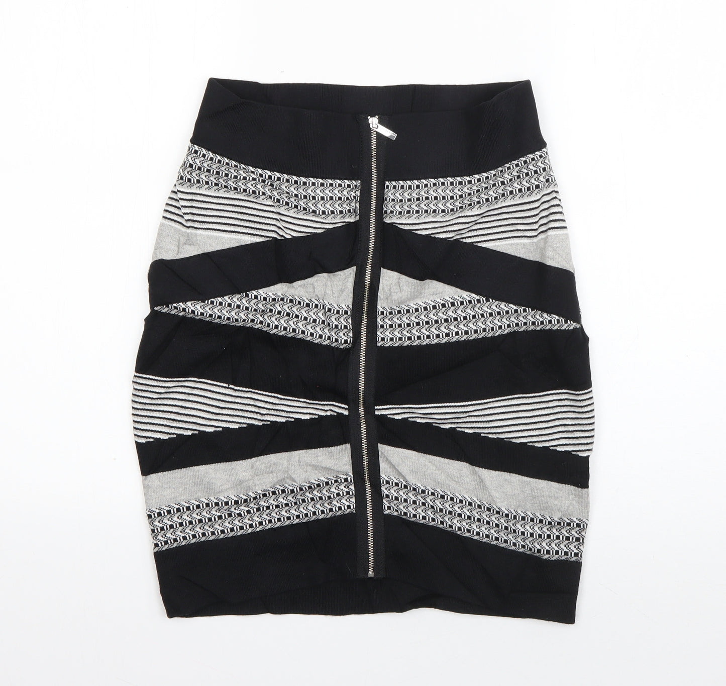 Karen Millen Womens Black Geometric Cotton Bandage Skirt Size S   Zip