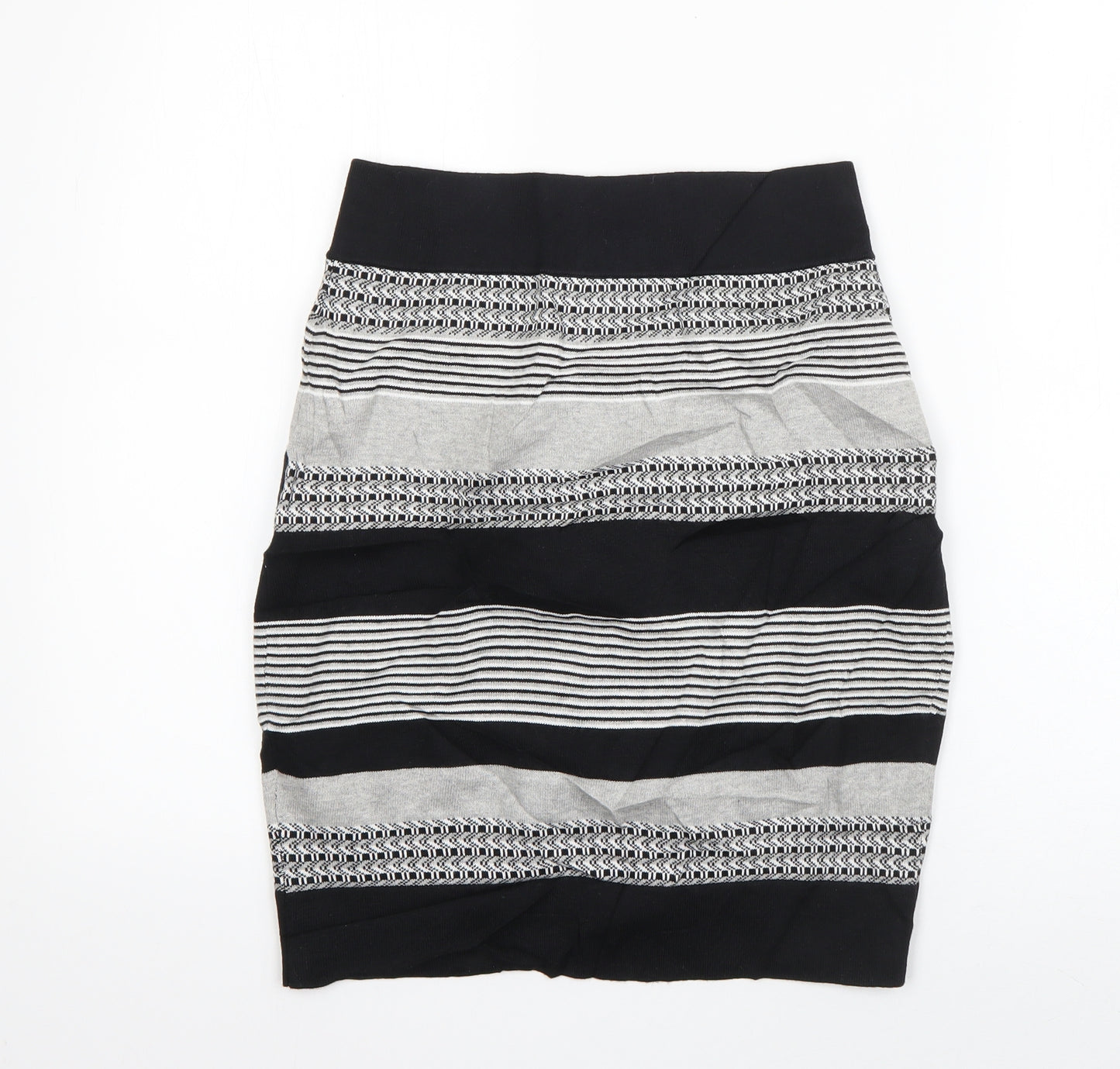 Karen Millen Womens Black Geometric Cotton Bandage Skirt Size S   Zip