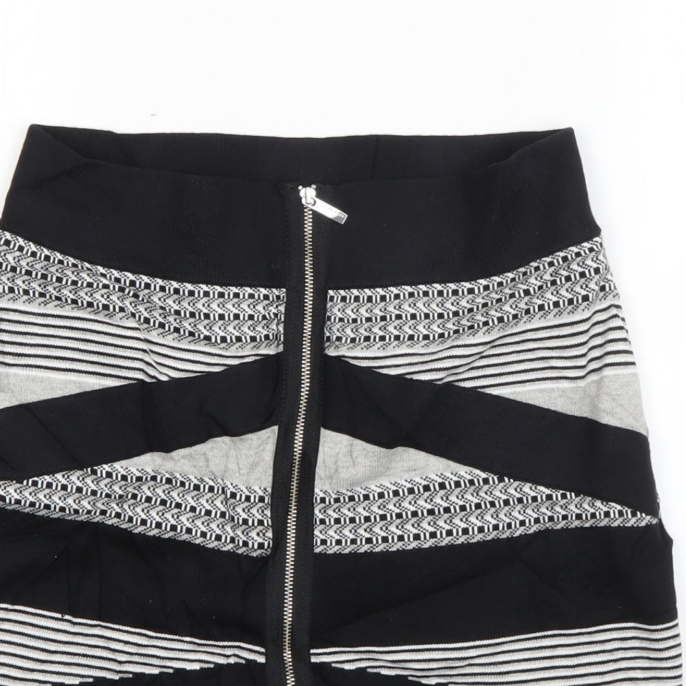 Karen Millen Womens Black Geometric Cotton Bandage Skirt Size S   Zip