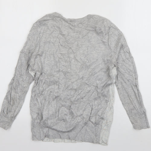 Warehouse Womens Grey Round Neck  Cotton Pullover Jumper Size 10