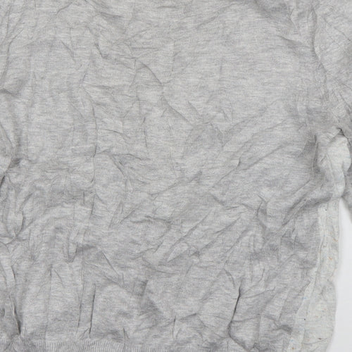 Warehouse Womens Grey Round Neck  Cotton Pullover Jumper Size 10