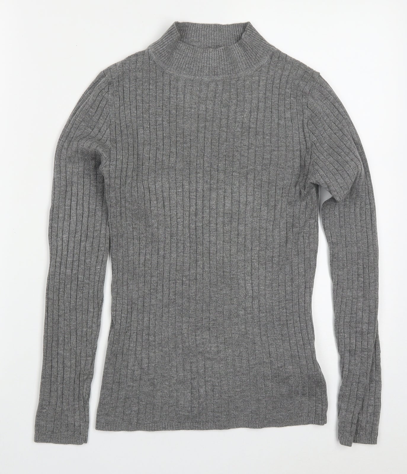 Primark Womens Grey Round Neck  Viscose Pullover Jumper Size 12