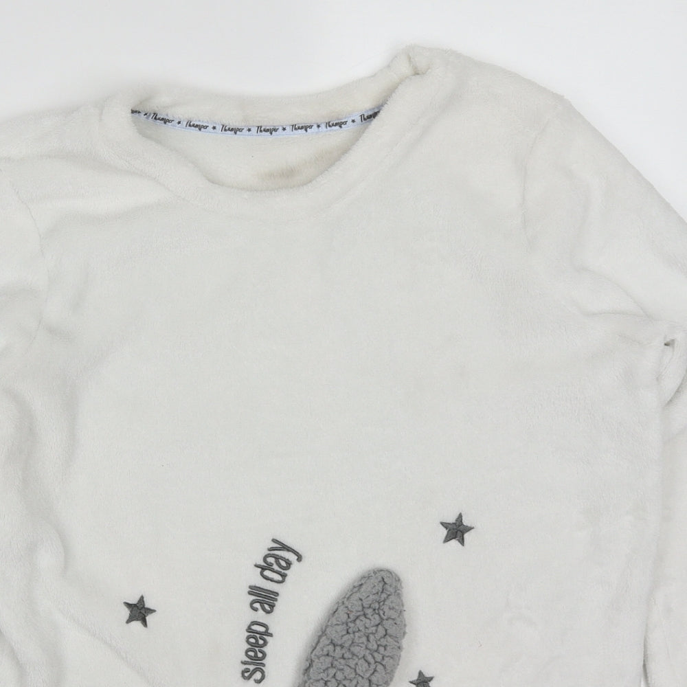 George Womens White Solid Polyester Top Pyjama Top Size 8   - Sleep All Day Thumper