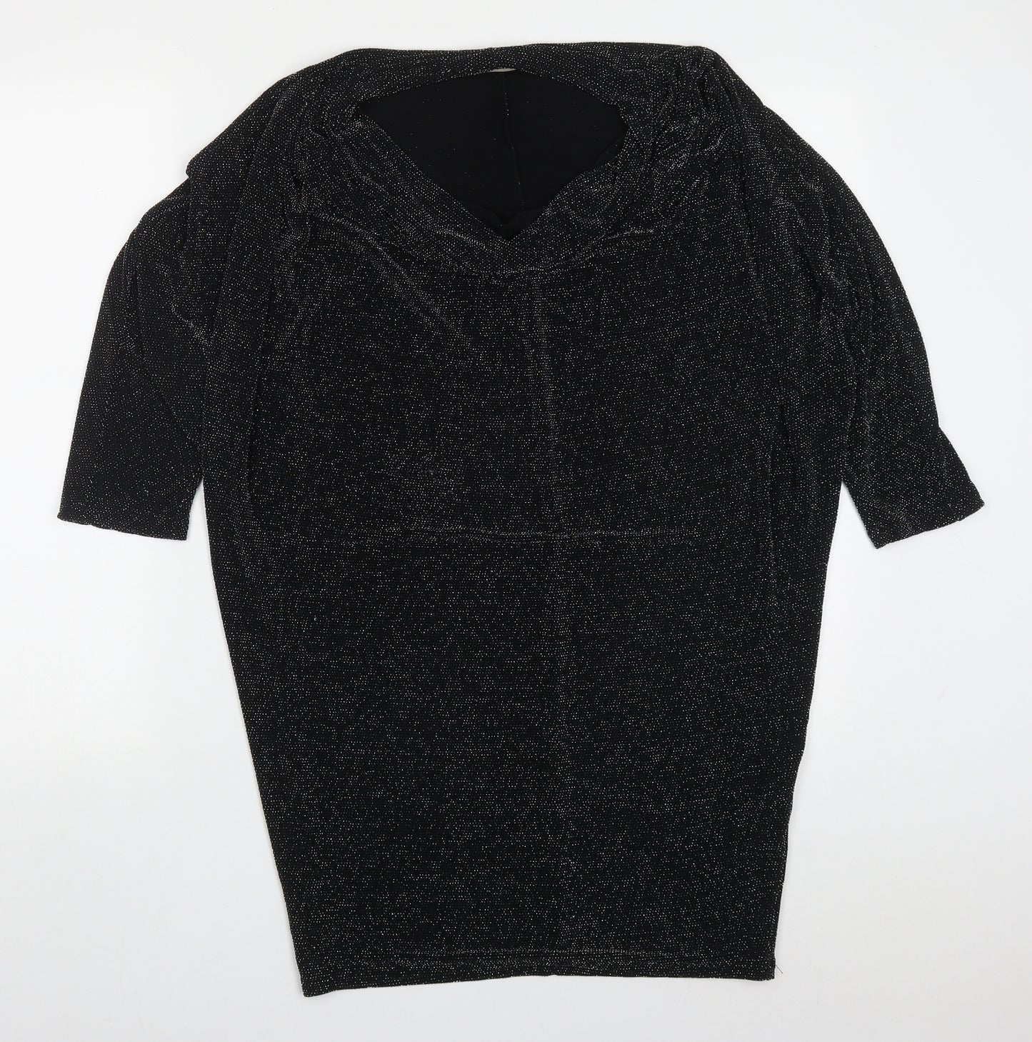 Planet Womens Black  Nylon Basic T-Shirt Size M Round Neck