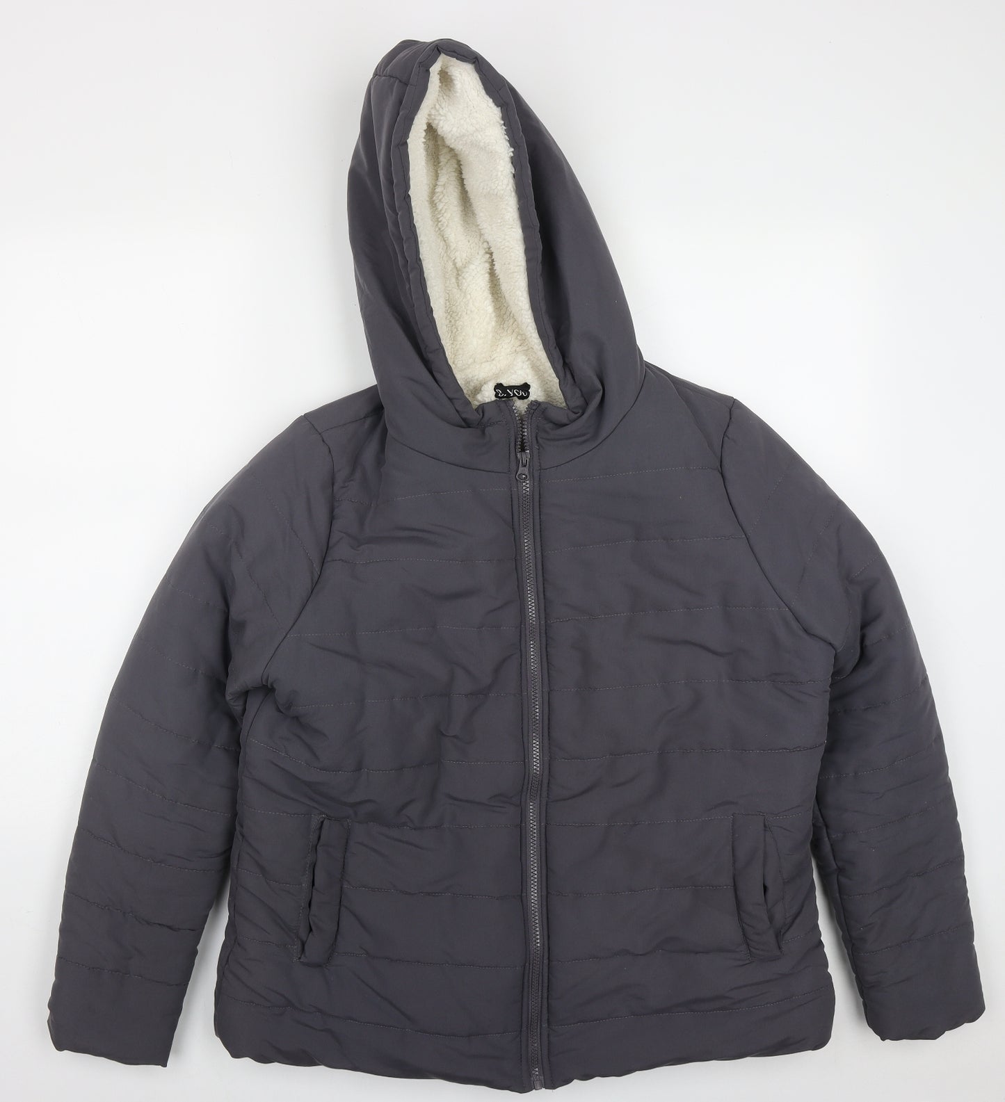 Be You Womens Grey   Quilted Coat Size 16  Zip