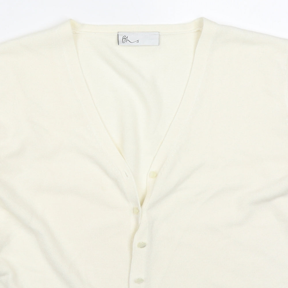 BHS Womens Ivory V-Neck  Acrylic Cardigan Jumper Size 14