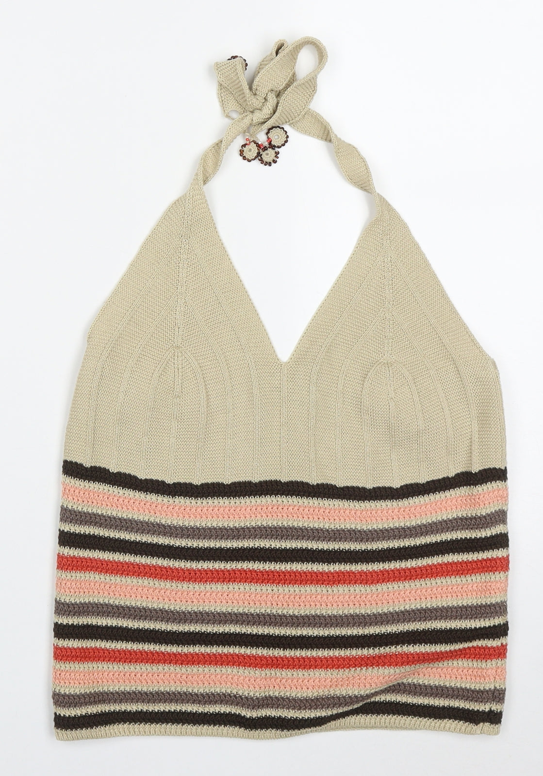 George Womens Multicoloured Striped Cotton Basic Tank Size 12 Halter