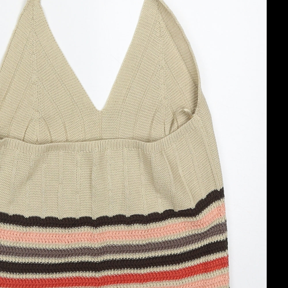 George Womens Multicoloured Striped Cotton Basic Tank Size 12 Halter