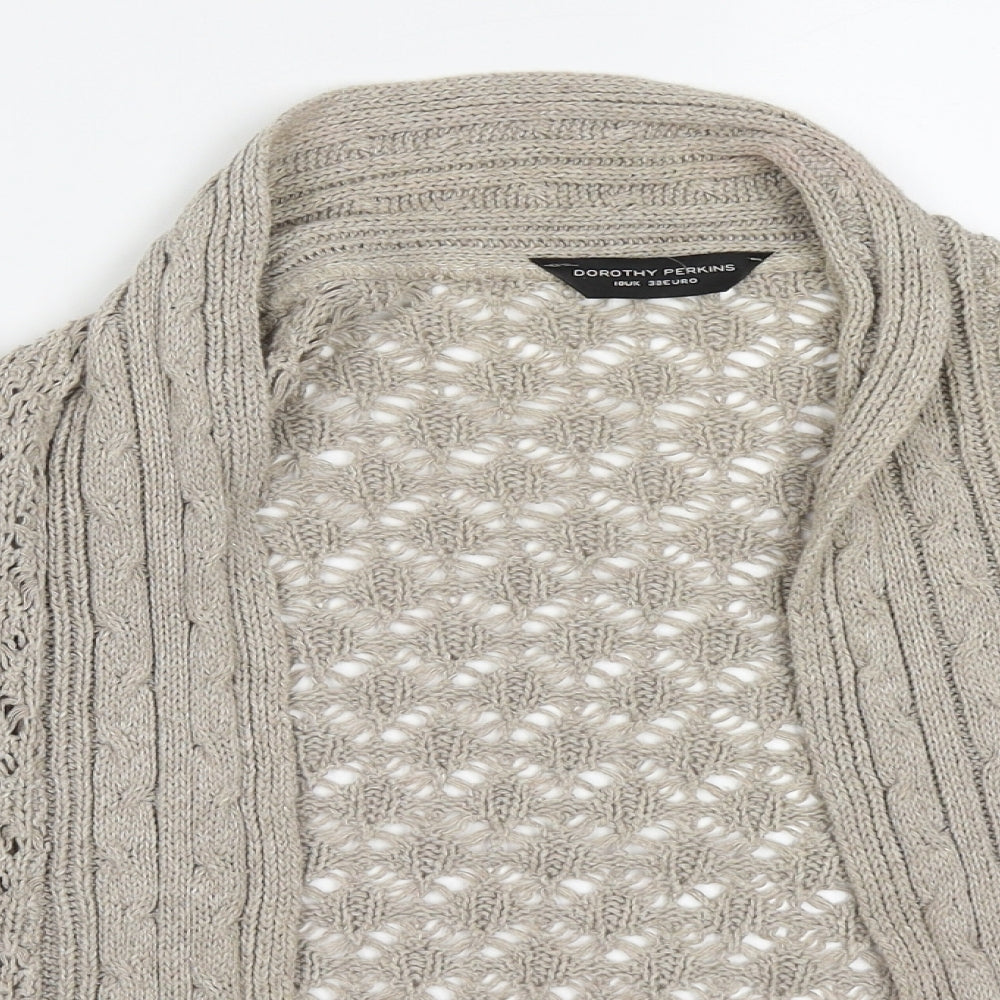 Dorothy Perkins Womens Beige V-Neck  Cotton Cardigan Jumper Size 10