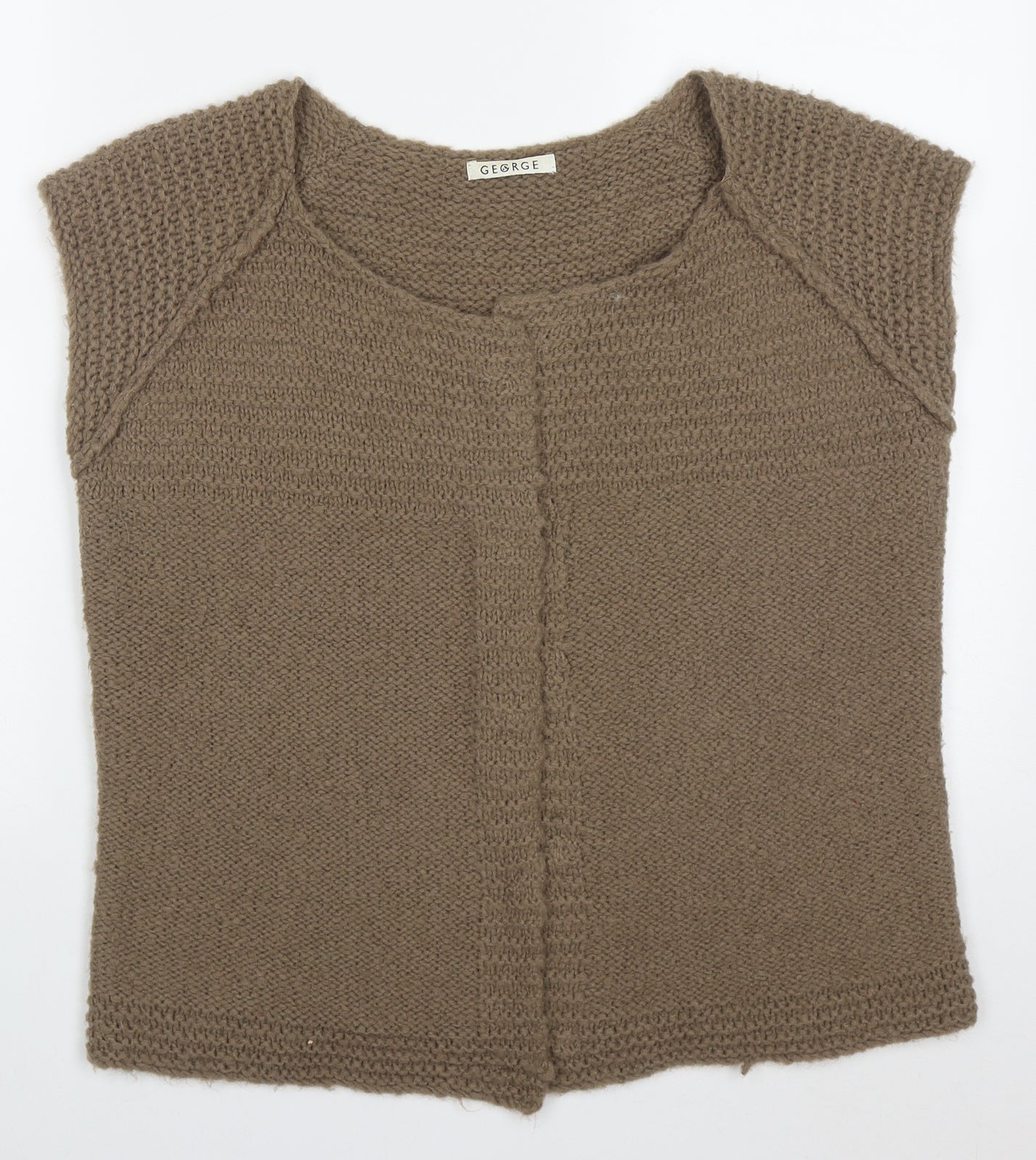 George Womens Brown Round Neck  Acrylic Cardigan Jumper Size 10