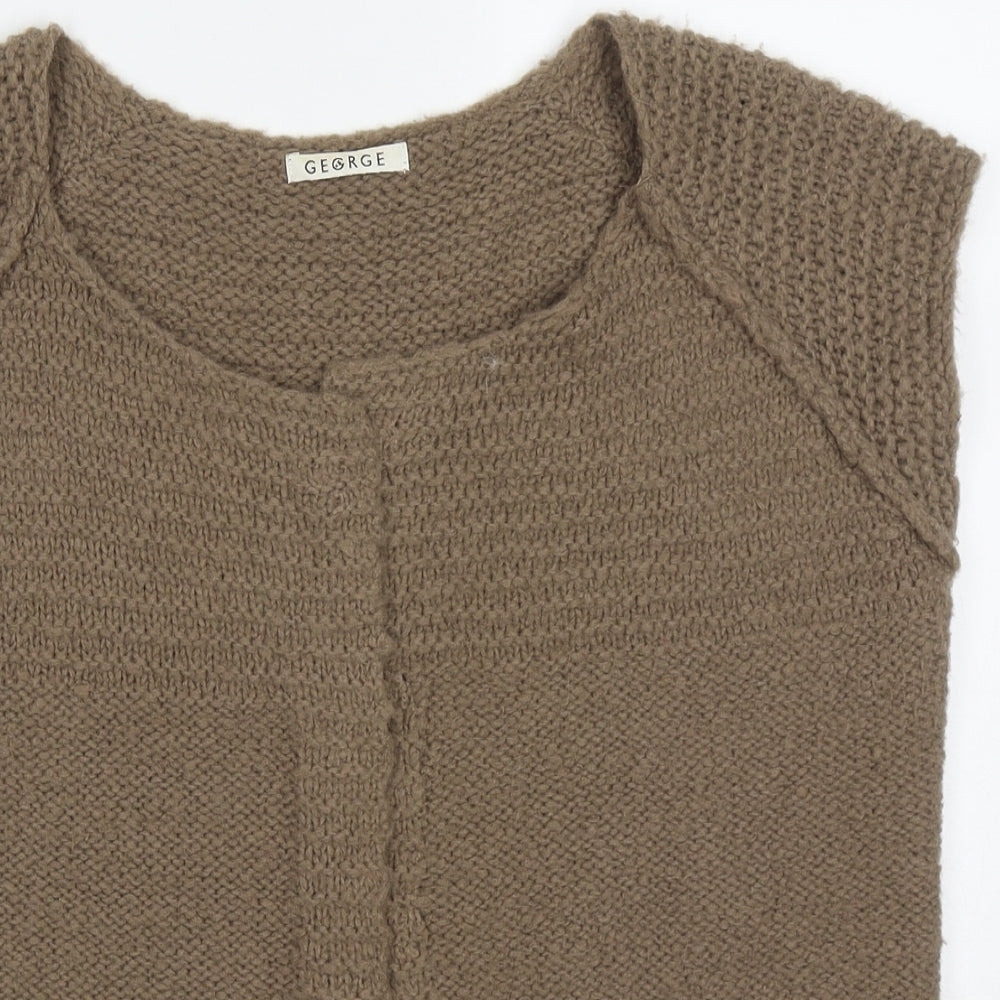 George Womens Brown Round Neck  Acrylic Cardigan Jumper Size 10