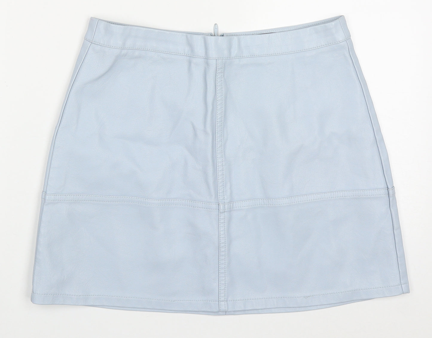 New Look Womens Blue  Polyurethane Mini Skirt Size 10   Zip