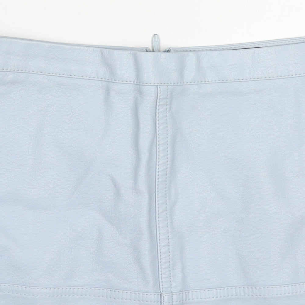 New Look Womens Blue  Polyurethane Mini Skirt Size 10   Zip