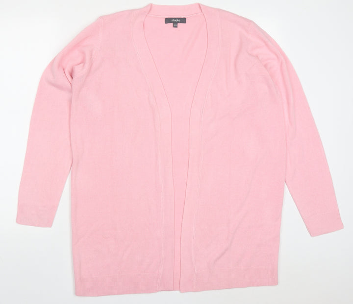 Studio Womens Pink V-Neck Acrylic Cardigan Jumper Size 12