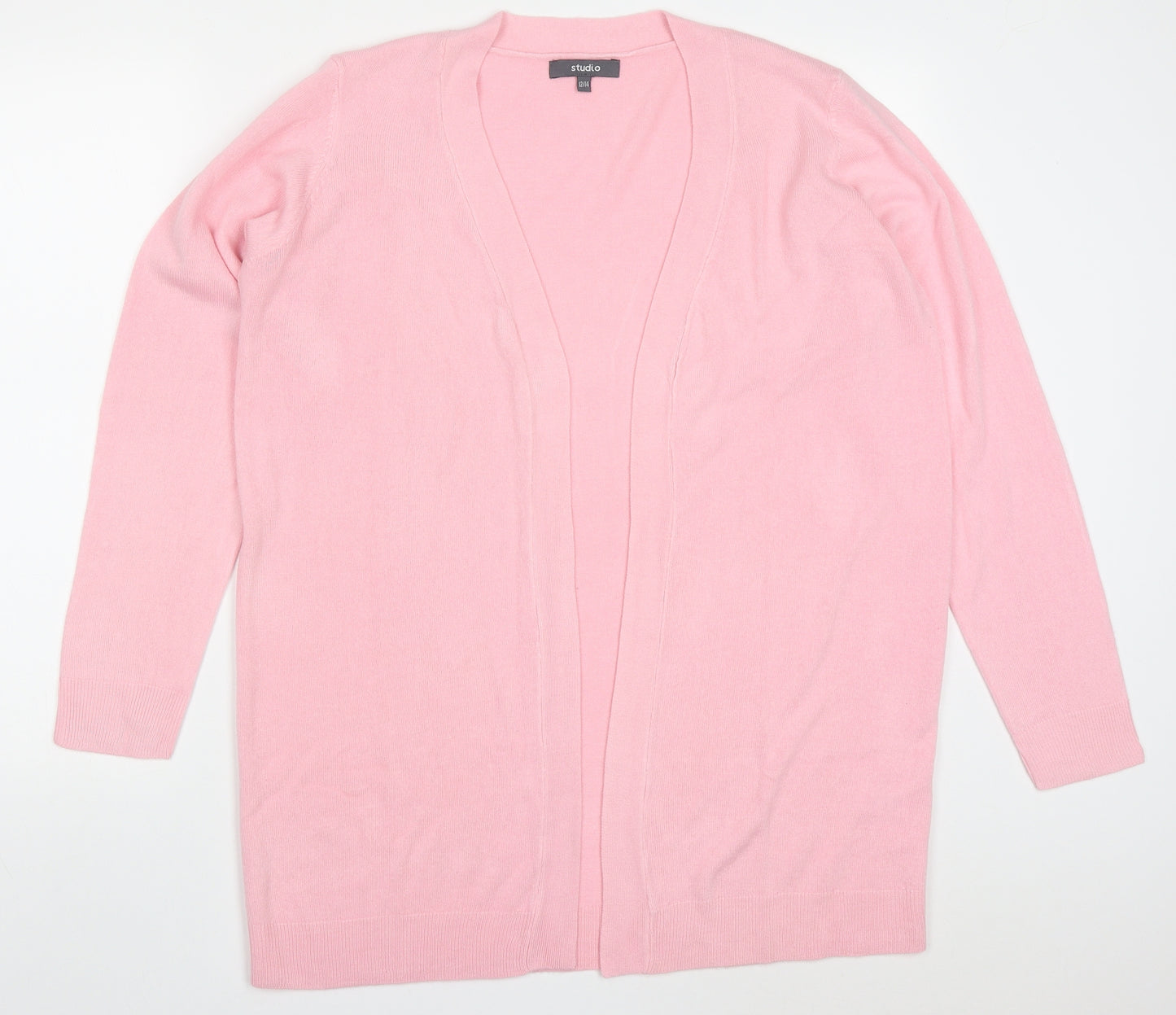 Studio Womens Pink V-Neck  Acrylic Cardigan Jumper Size 12