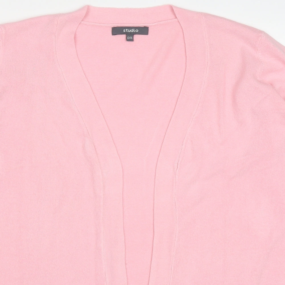 Studio Womens Pink V-Neck  Acrylic Cardigan Jumper Size 12