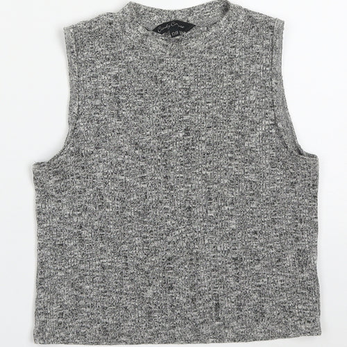 Candy Couture Girls Grey  Acrylic Basic Tank Size 12-13 Years Round Neck Pullover