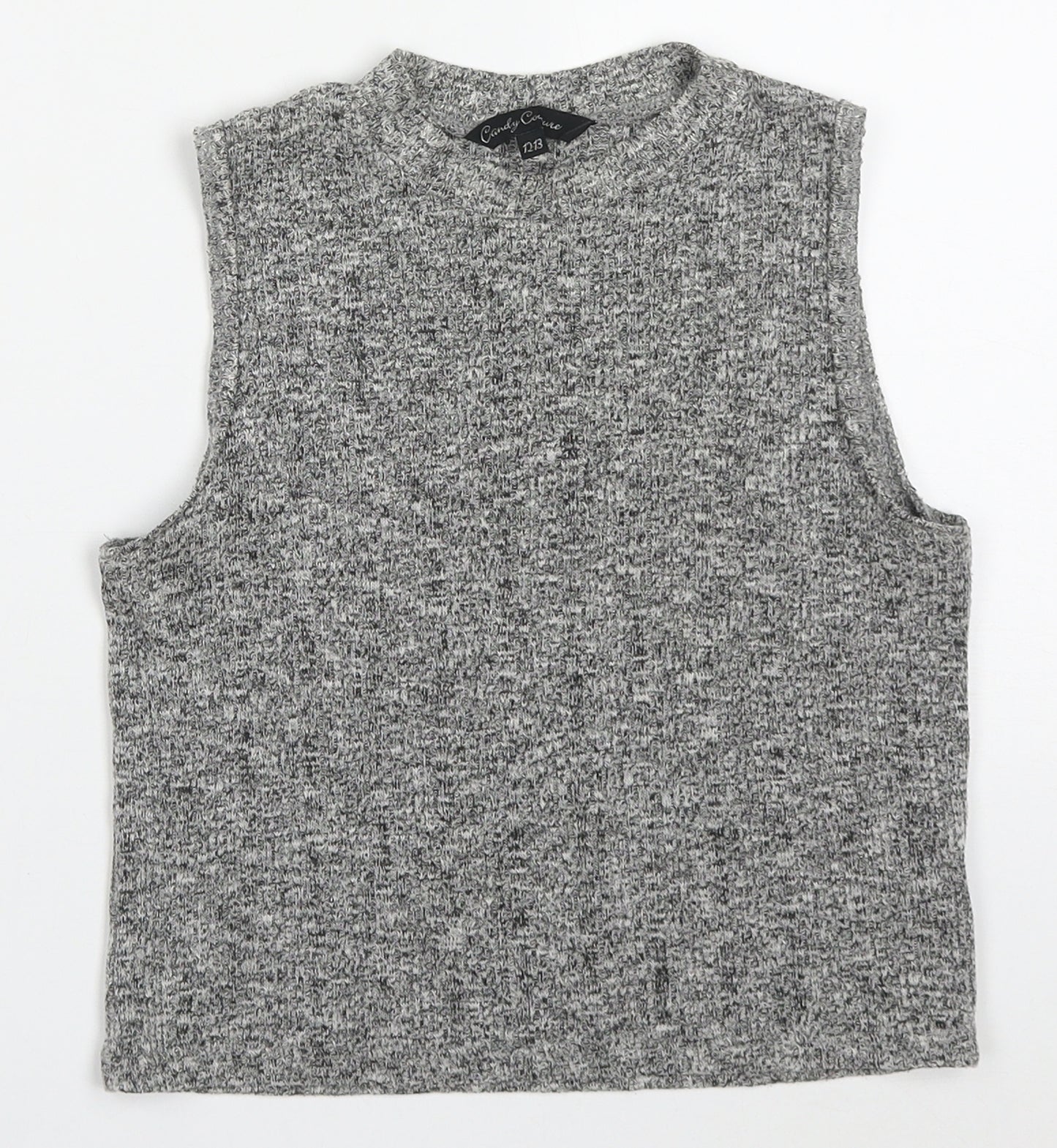 Candy Couture Girls Grey  Acrylic Basic Tank Size 12-13 Years Round Neck Pullover