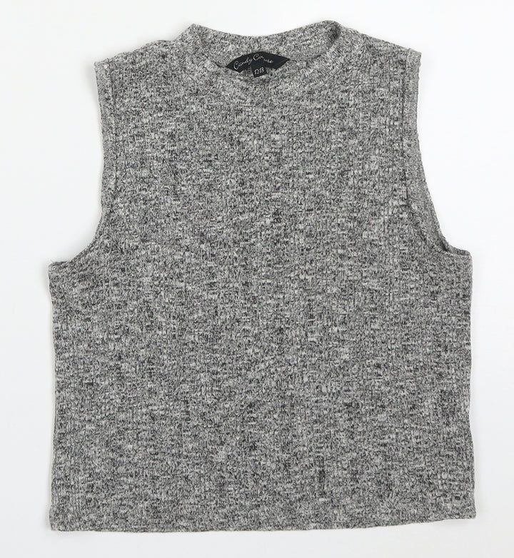 Candy Couture Girls Grey  Acrylic Basic Tank Size 12-13 Years Round Neck Pullover