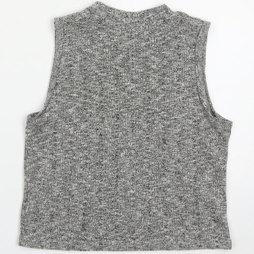 Candy Couture Girls Grey  Acrylic Basic Tank Size 12-13 Years Round Neck Pullover