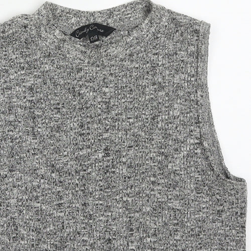 Candy Couture Girls Grey  Acrylic Basic Tank Size 12-13 Years Round Neck Pullover