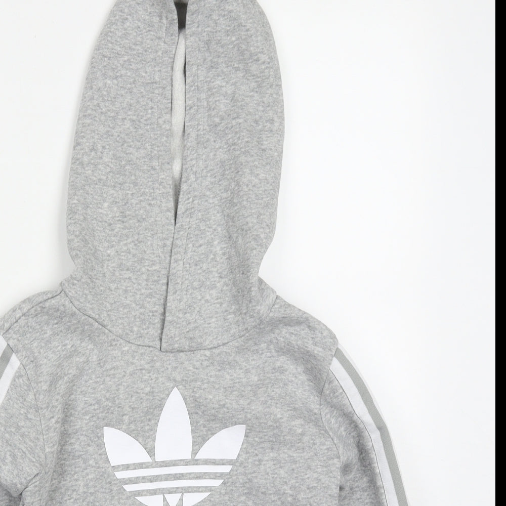 adidas Boys Grey  Cotton Pullover Hoodie Size 7-8 Years  Pullover